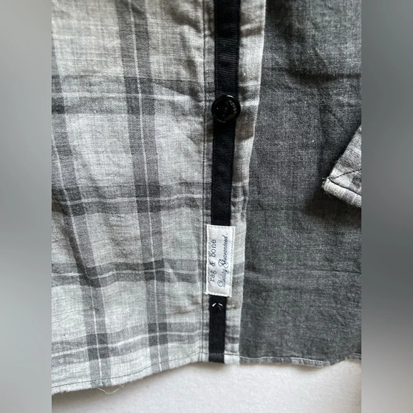 Rag & Bone Classic Fit Grey cotton Flannel button up shirt Sz XL - Picture 5 of 12